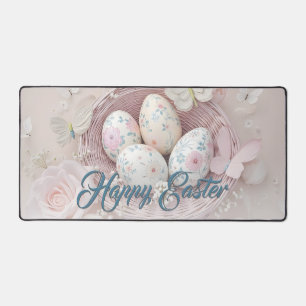 Gentle Easter Joy with Floral Motif Desk Mat
