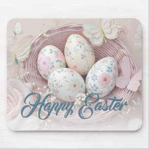 Gentle Easter Joy with Floral Motif Mouse Mat