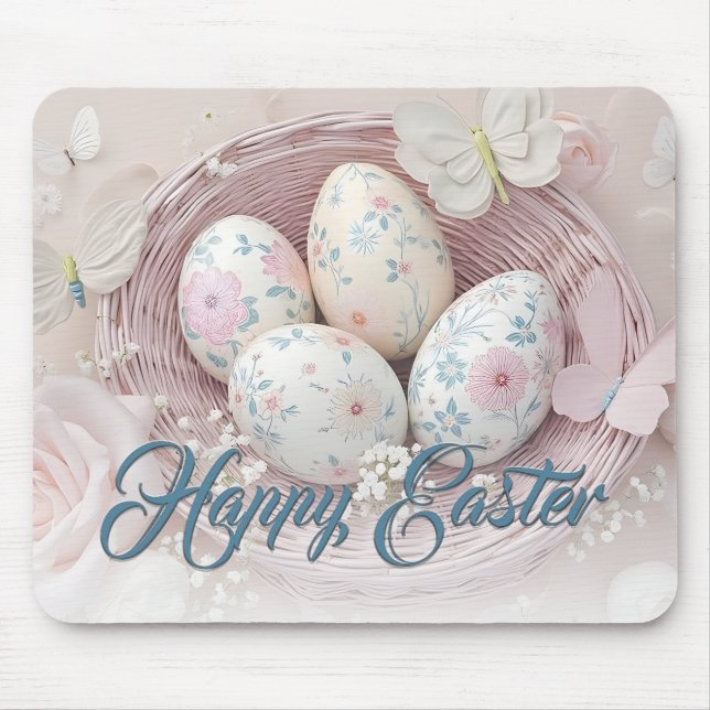 Gentle Easter Joy with Floral Motif Mouse Mat (Front)