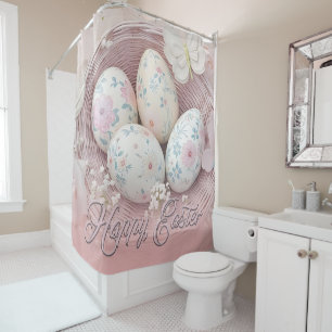 Gentle Easter Joy with Floral Motif Shower Curtain