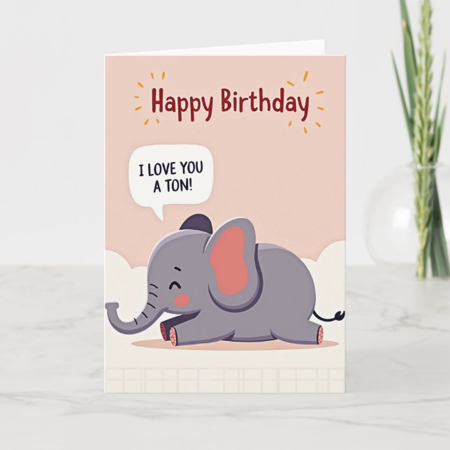 Gentle Elephant Birthday Card (Front)