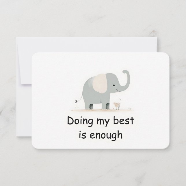 Gentle Elephant Woodland Animal Affirmation Card (Front)