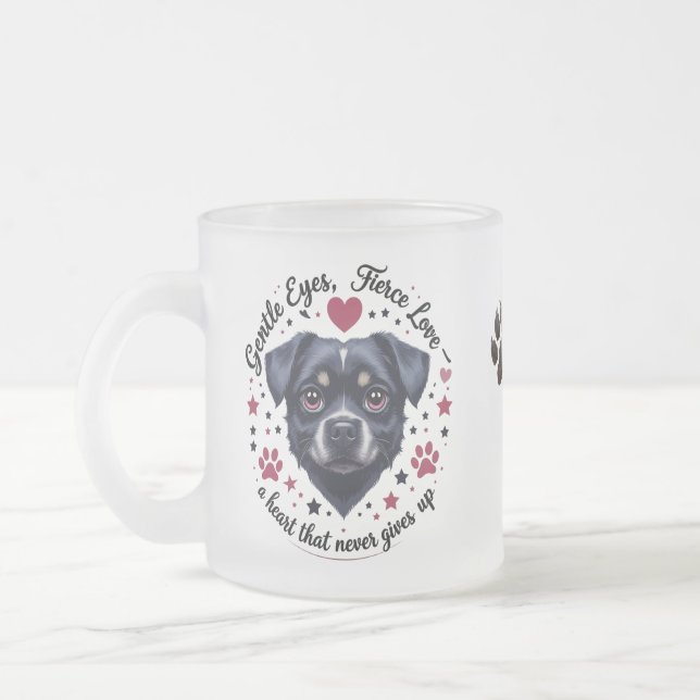 Gentle Eyes, Fierce Love – Dog Frosted Mug (Left)