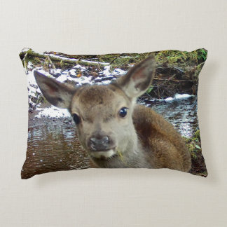 Gentle Fawn Wildlife Art Baby Deer Serene Woodland Decorative Cushion