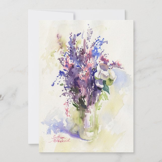 Gentle Floral Composition – Hand-Painted  Invitation (Front)