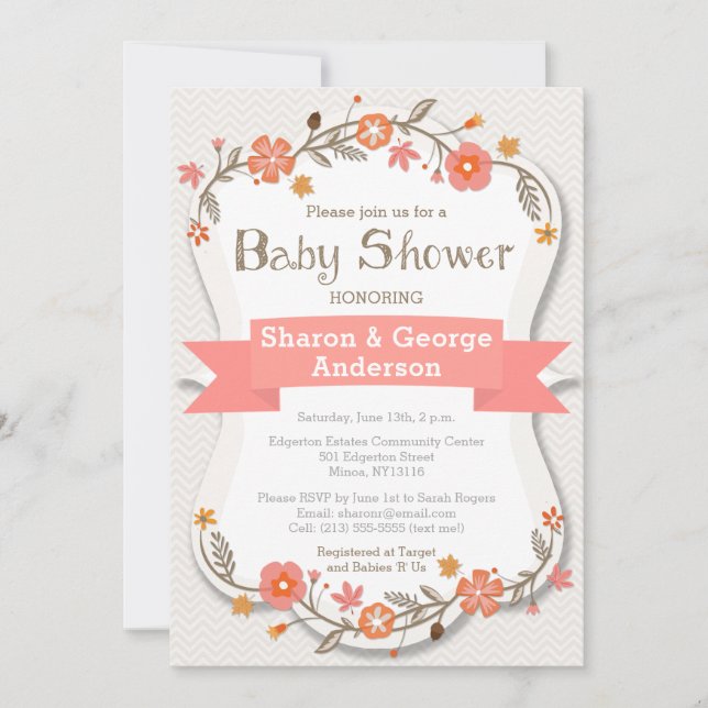 Gentle Floral Modern Baby Shower Invitation (Front)