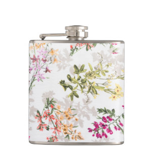 Gentle floral pattern hip flask