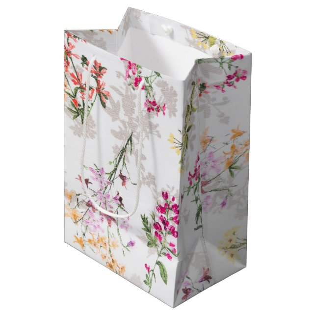 Gentle floral pattern medium gift bag (Front Angled)