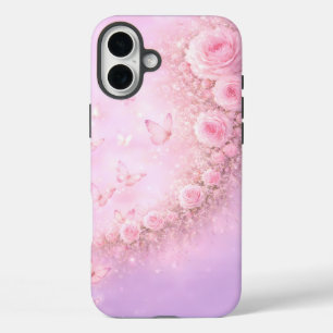 Gentle Floral Pattern – Soft Pink Roses with Soft  iPhone 16 Plus Case