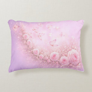 Gentle Floral Pattern – Soft Pink Roses with Soft Decorative Cushion