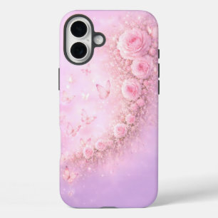 Gentle Floral Pattern – Soft Pink Roses with Soft iPhone 16 Plus Case