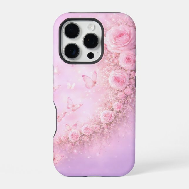 Gentle Floral Pattern – Soft Pink Roses with Soft  iPhone Case (Back)
