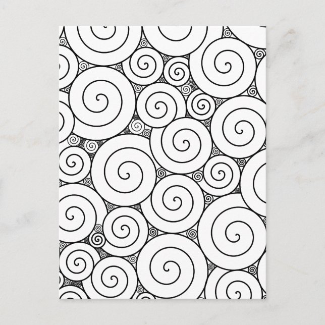 Gentle Geometric Black & White Spirals Postcard (Front)