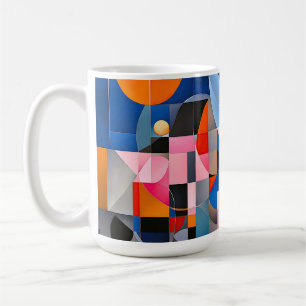 Gentle Geometry: Hues of Blue & Pink in Abstract Coffee Mug