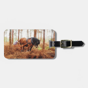 Gentle Giant - Draught Horse Hauling Logs in Fores Luggage Tag