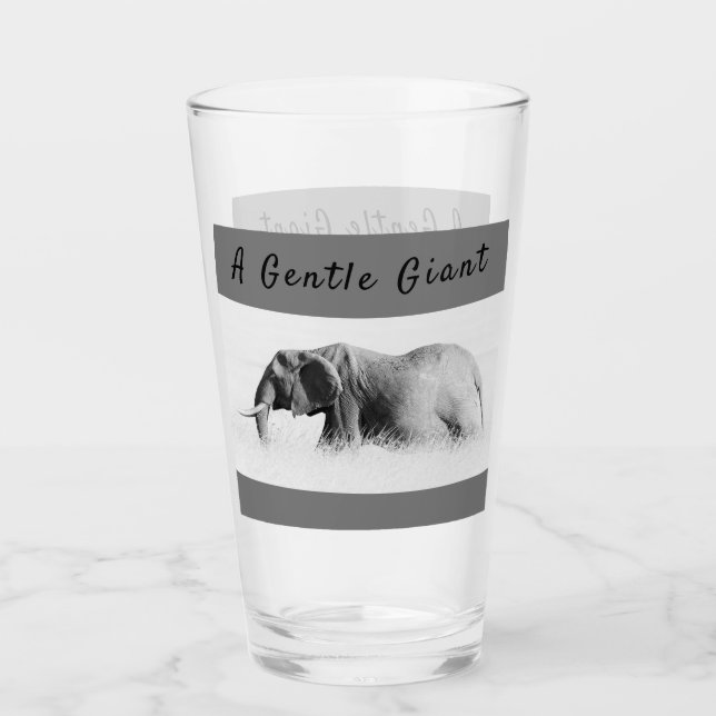Gentle Giant Elephant high key photo with text Glass (Front)