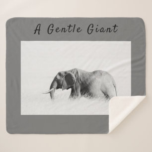 Gentle Giant Elephant high key photo with text Sherpa Blanket