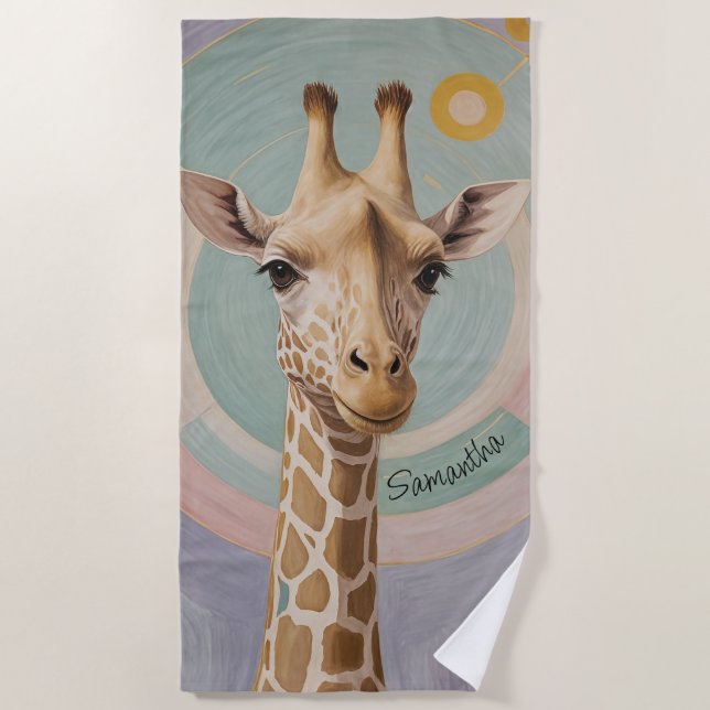 Gentle Giant: Pastel Giraffe Beach Towel (Front)