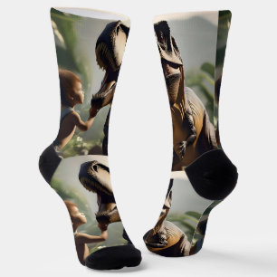 Gentle Giant: The Friendly T-Rex Who Loves a Pat Socks