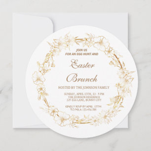 Gentle gold wreath, spring Ester branch Invitation