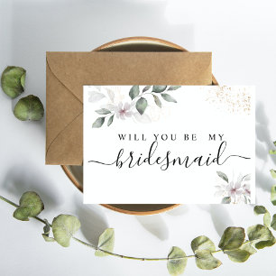  Gentle Greenery Watercolor Leaf & Flower   Gold Invitation Postcard