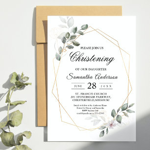 Gentle Greenery Watercolor Leaf Frame & Flower Invitation