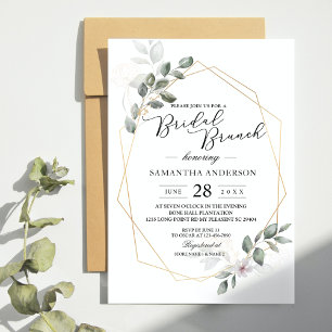 Gentle Greenery Watercolor Leaf Frame & Flower Invitation