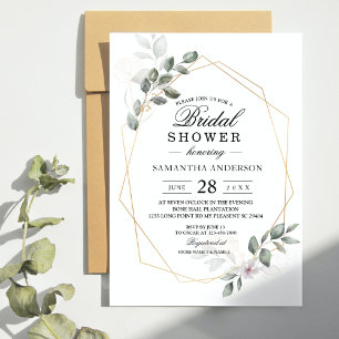 Gentle Greenery Watercolor Leaf Frame & Flower Invitation