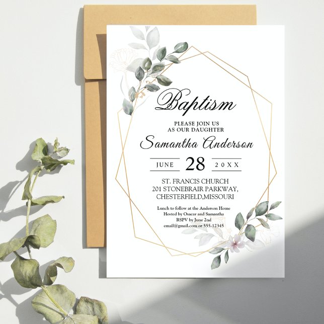  Gentle Greenery Watercolor Leaf Frame & Flower Invitation (Creator Uploaded)