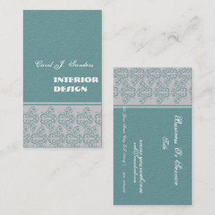 Gentle Grey Blue Floral Lacy Elegant  Pattern Business Card