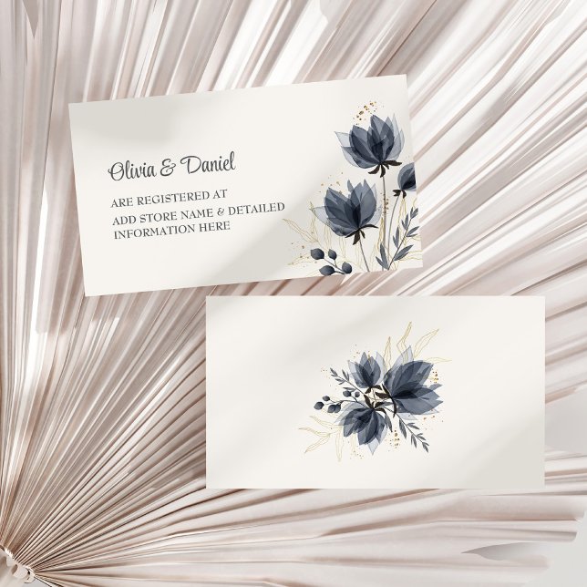 Gentle Grey Flowers Registry Enclosure Card (Gentle Gray Flowers Registry Insert Card on a sunny dry palm leaf.)