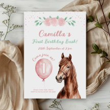 Gentle Horse Floral 1st Birthday