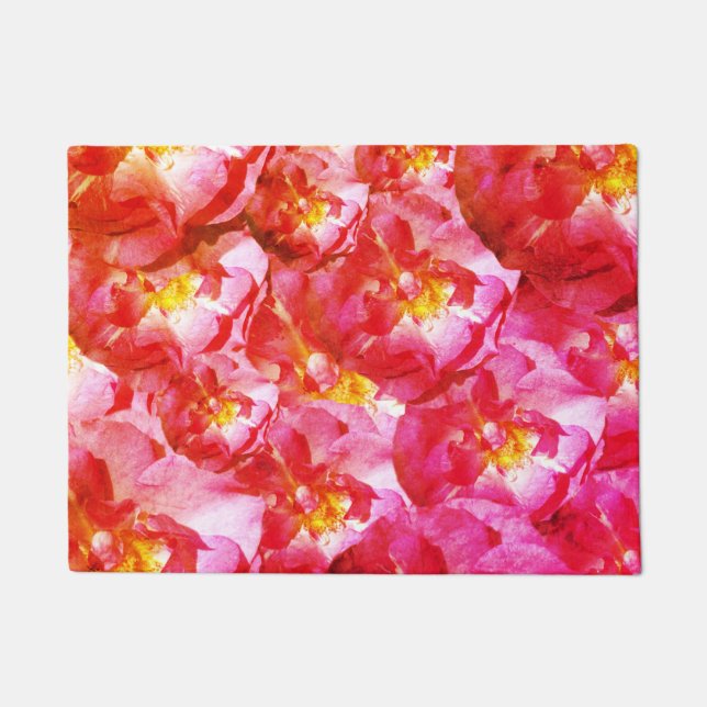Gentle III , Pink Roses Floral PatternDoor Mat (Front)