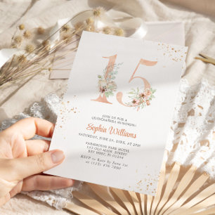 Gentle Lilies Number 15 Floral Quinceanera Invitation