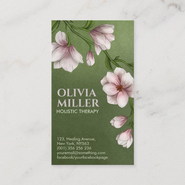 Gentle Magnolia Flower Branch Business Card (Front)