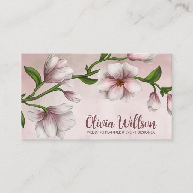 Gentle Magnolia Flower Branch Business Card (Front)