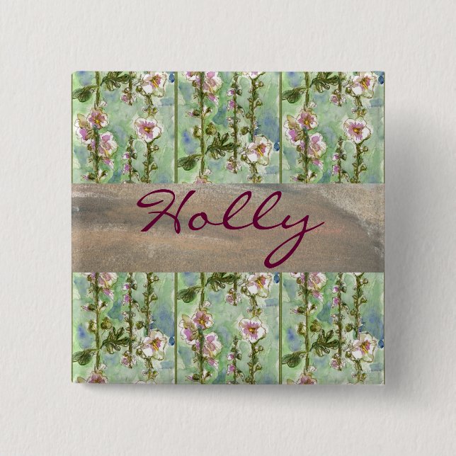 Gentle Mallow Elegant 15 Cm Square Badge (Front)