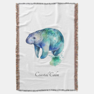 Gentle Manatee Coastal Comfort Throw Blanket