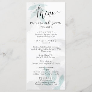 Gentle mint and grey Wedding Dinner Menu