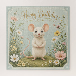 Gentle Mouse Garden Birthday Jigsaw Puzzle