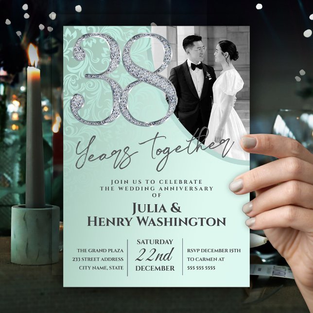 Gentle Ornate 38th Wedding Anniversary   Invitation (Creator Uploaded)