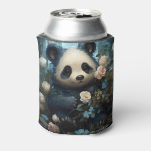 Gentle Panda Bear Among Jungle Roses Can Cooler