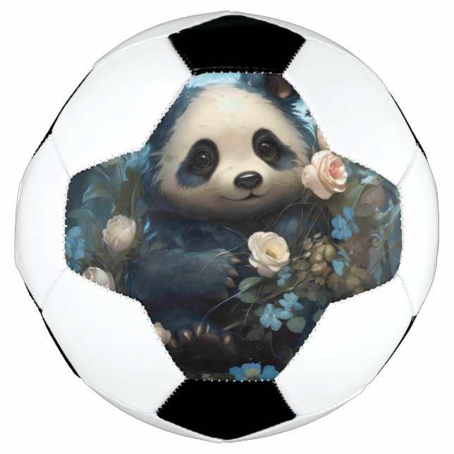 Gentle Panda Bear Among Jungle Roses Football (Front)