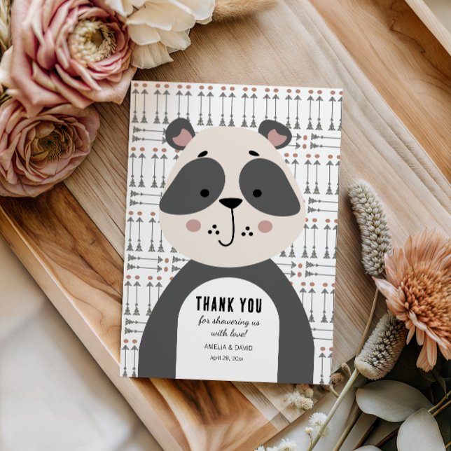 Gentle Panda Woodland Thank You Baby Shower Card (Creator Uploaded)