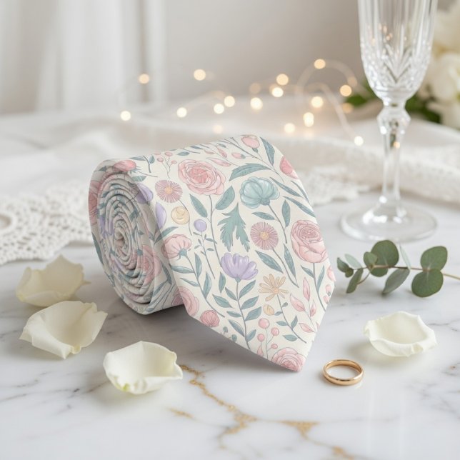 Gentle Pastel Flower Pattern Tie (Creator Uploaded)