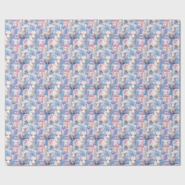 Gentle Pastel Lambs and Gifts Sm Wrapping Paper (Seam)