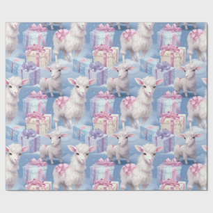 Gentle Pastel Lambs and Gifts  Wrapping Paper