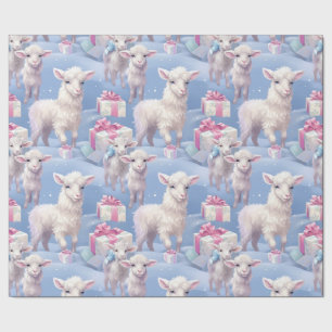 Gentle Pastel Lambs and Gifts  Wrapping Paper