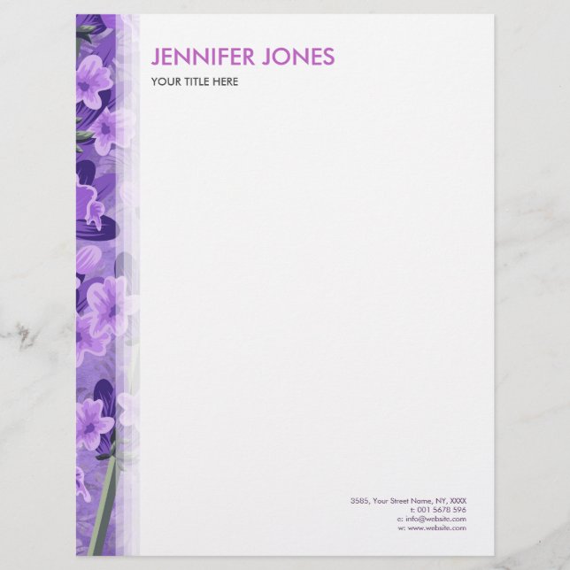 Gentle Pastel Lavender Pattern Letterhead (Front)