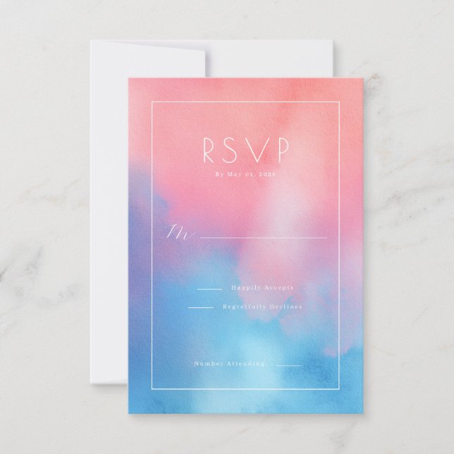 Gentle Pink Blue Gradient RSVP Card (Front)